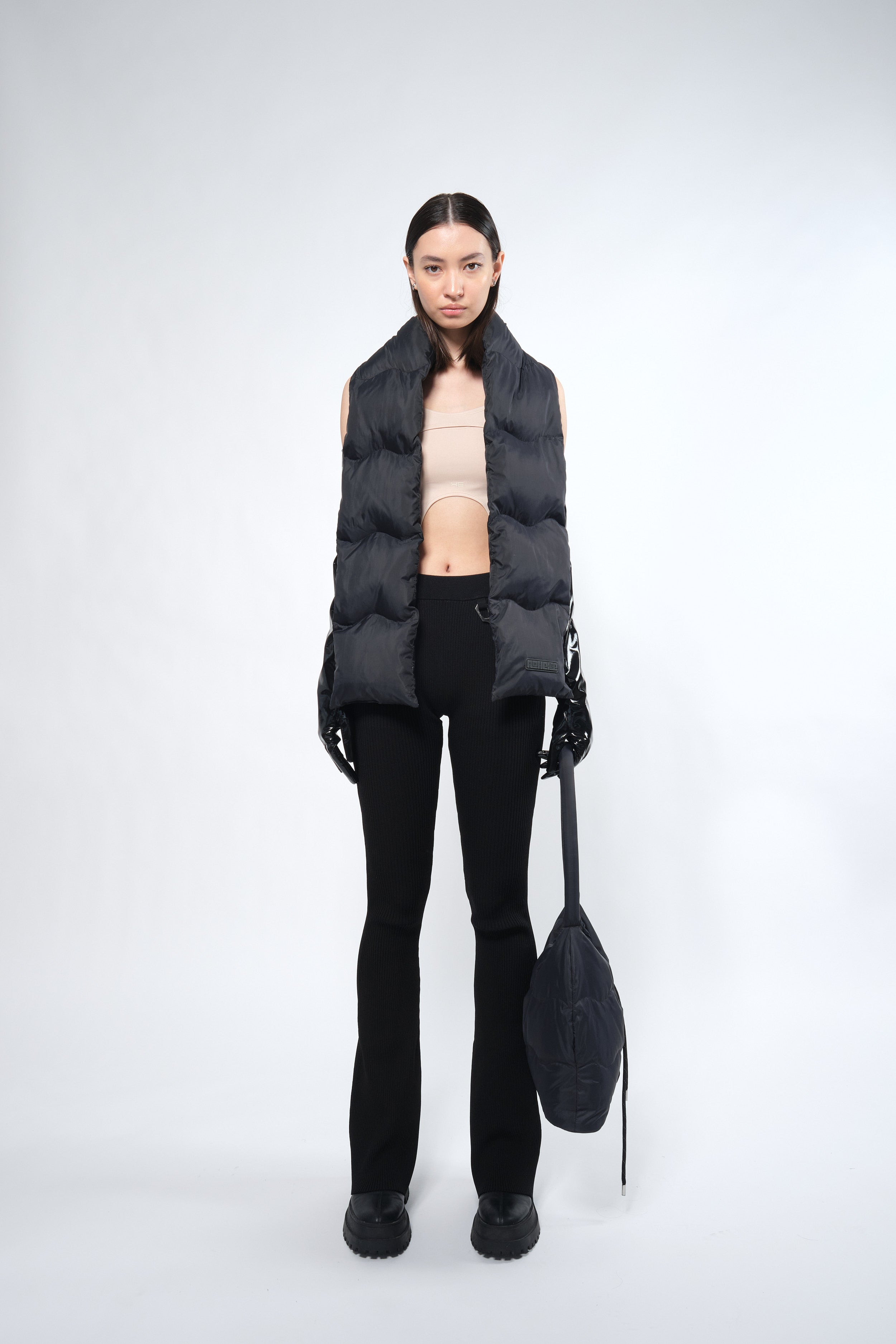  Re:Down® Black Puffer Scarf - Adhere To  - 1