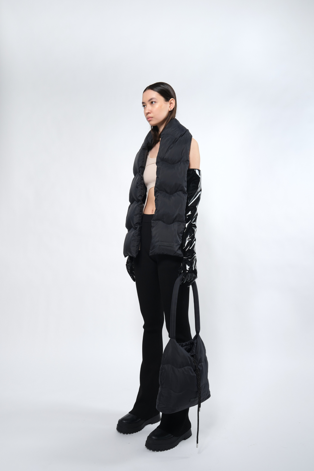  Re:Down® Black Puffer Scarf - Adhere To  - 3