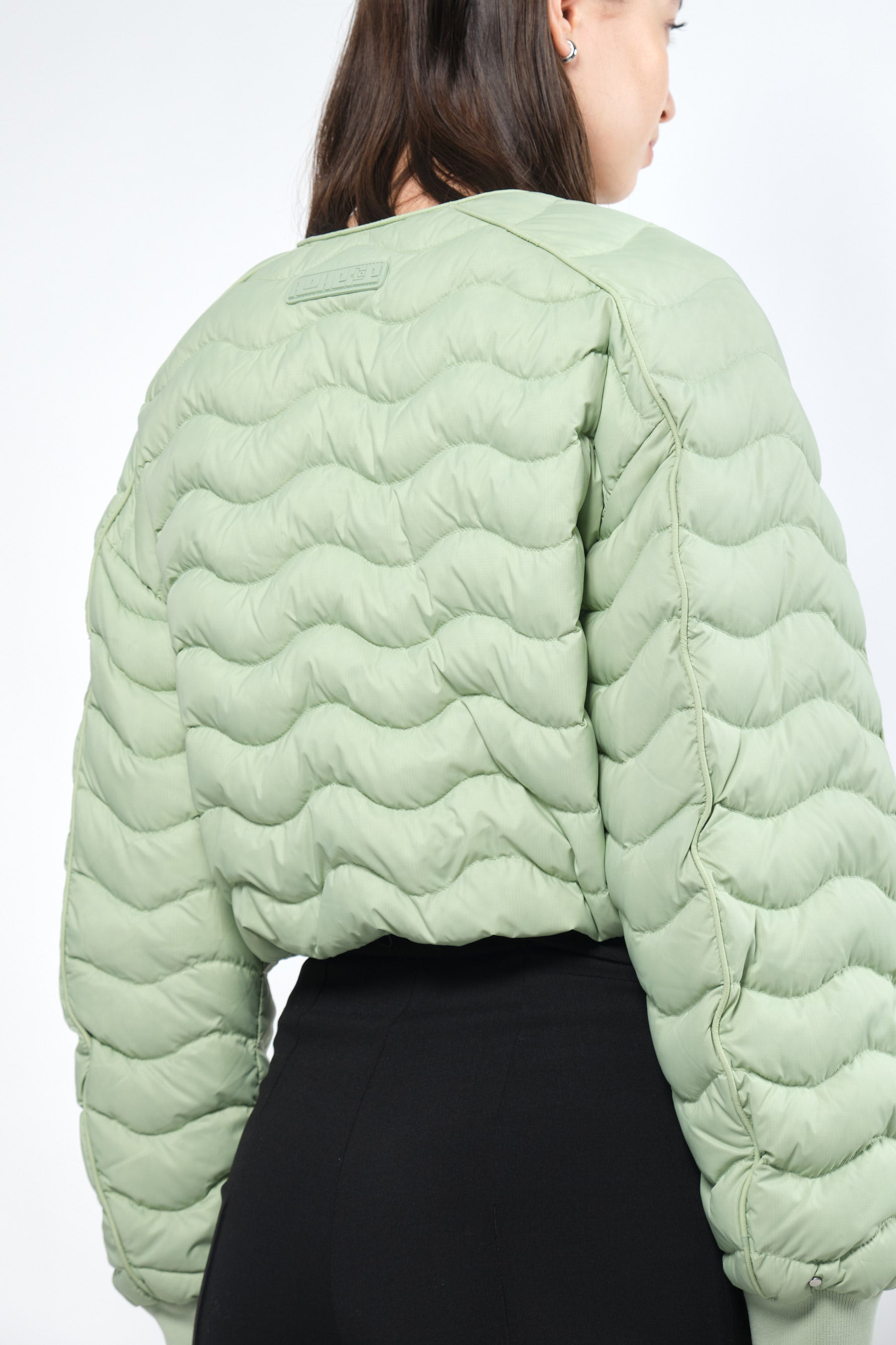 Green puffer jacket cropped online