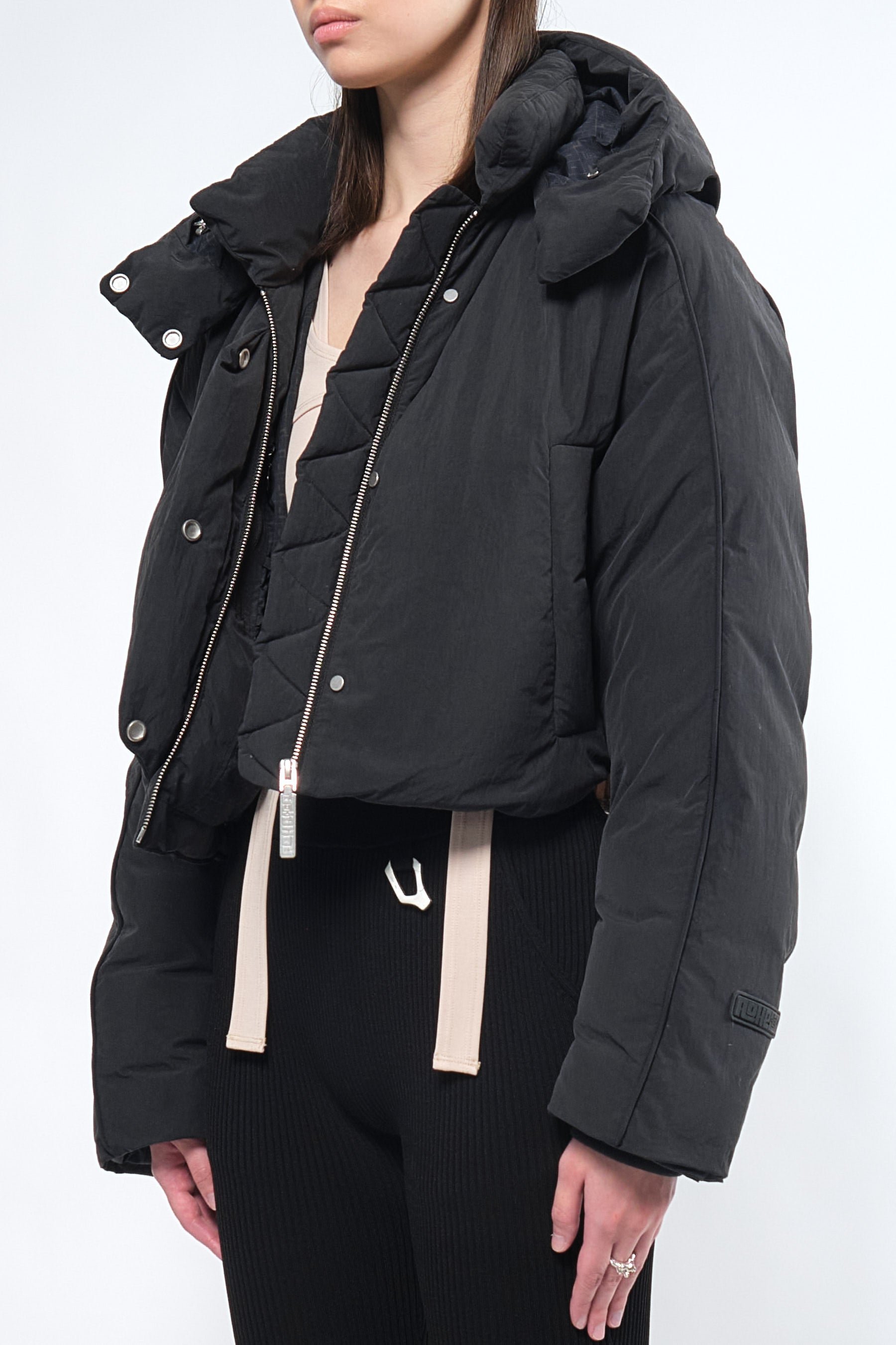  Re:Down® Crop Black Puffer Jacket with Hood - Adhere To  - 10