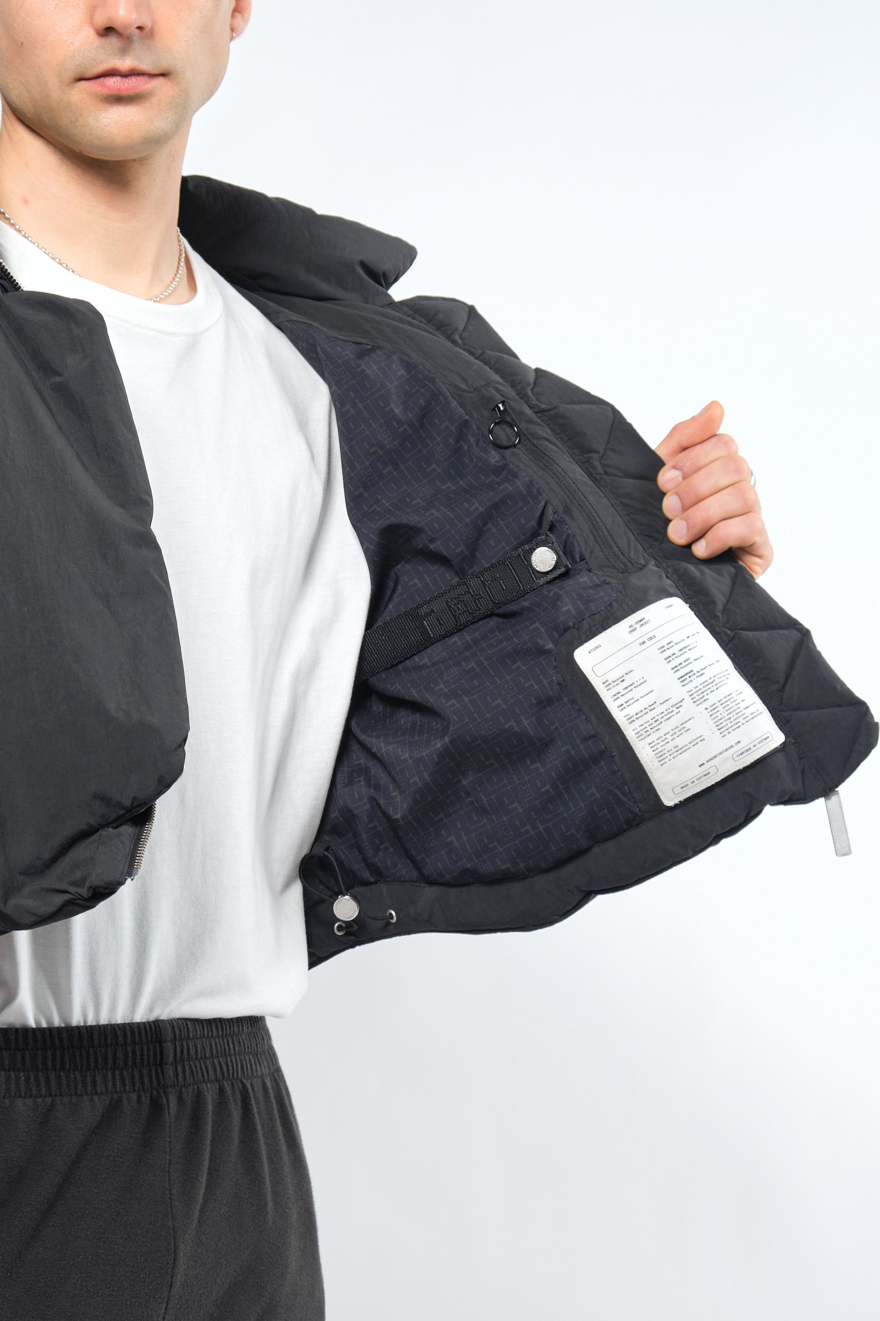  Re:Down® Crop Black Puffer Jacket with Hood - Adhere To  - 9