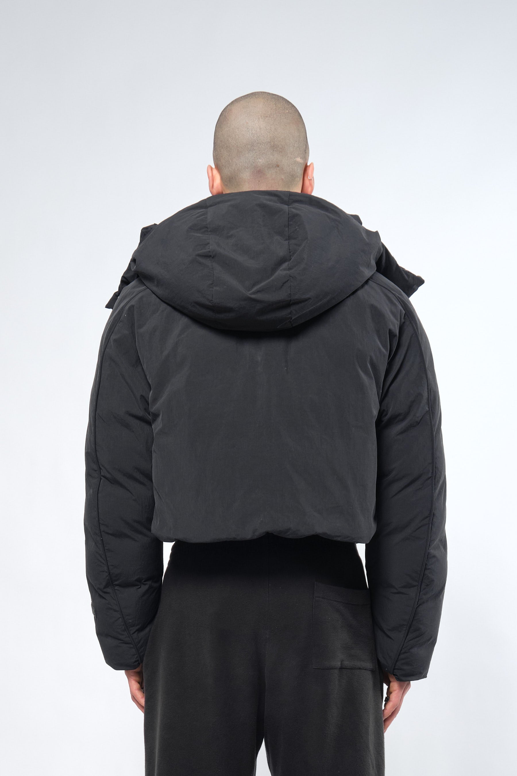  Re:Down® Crop Black Puffer Jacket with Hood - Adhere To  - 7