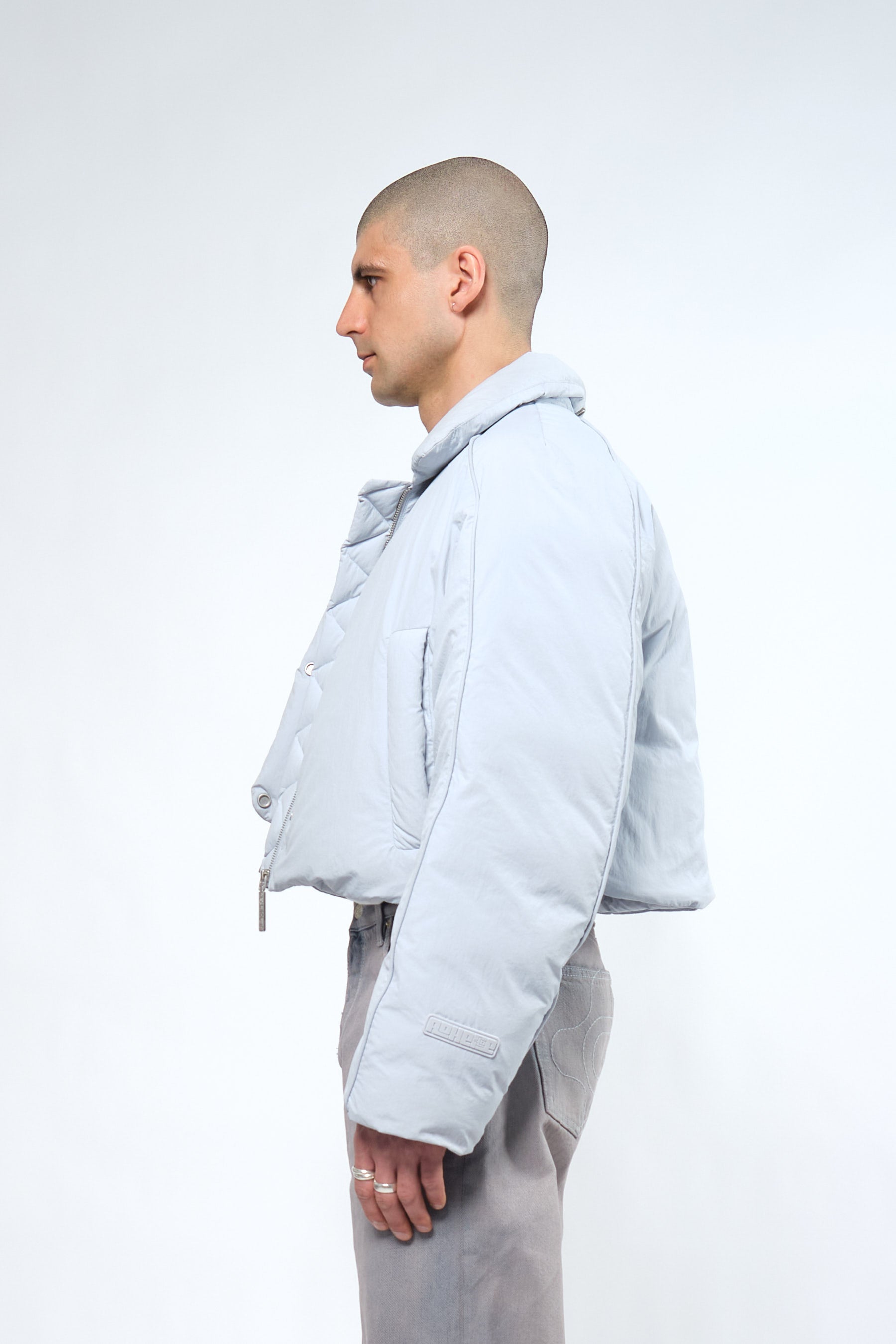  Re:Down® Crop Ice Blue Puffer Jacket with Hood - Adhere To  - 4