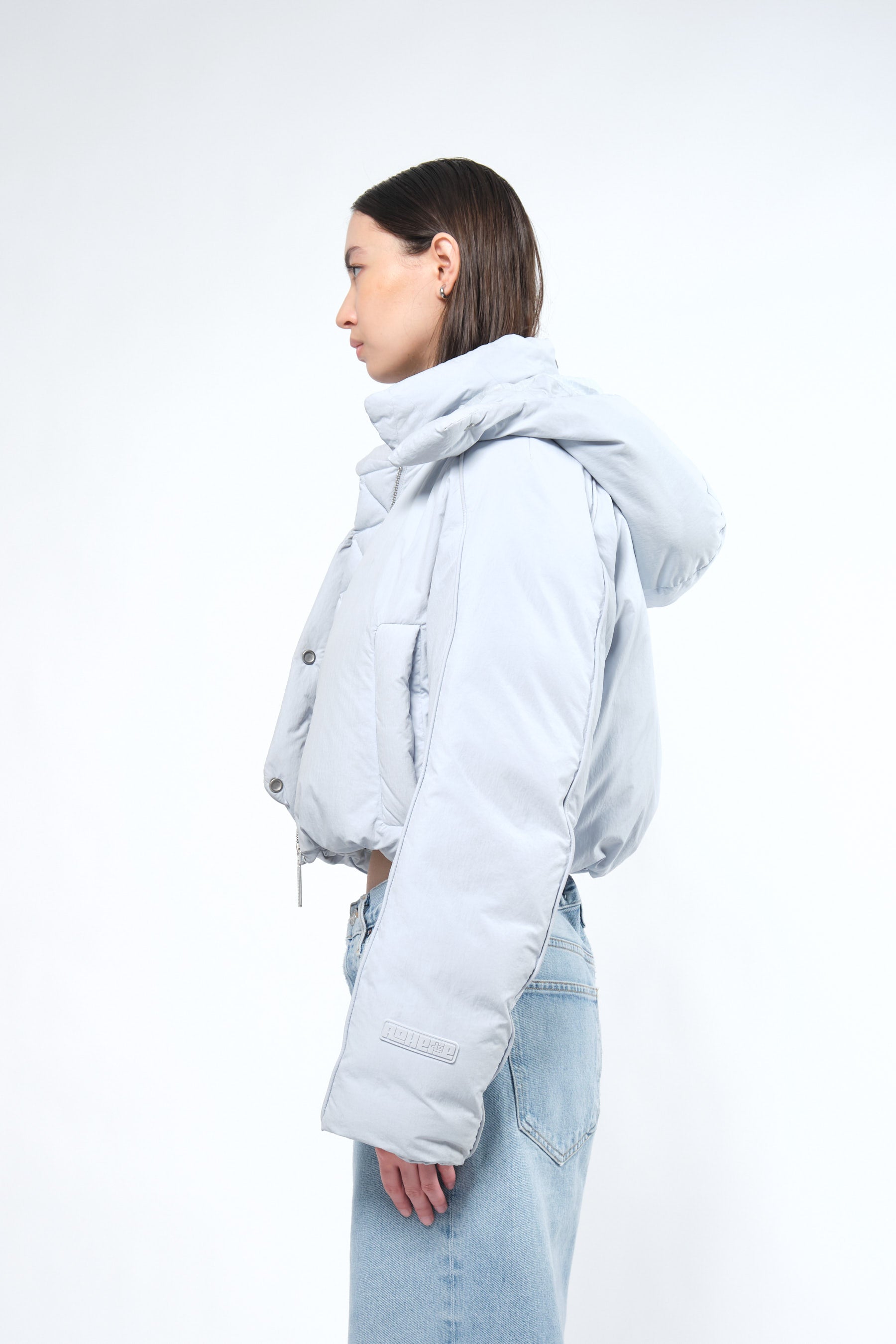  Re:Down® Crop Ice Blue Puffer Jacket with Hood - Adhere To  - 8