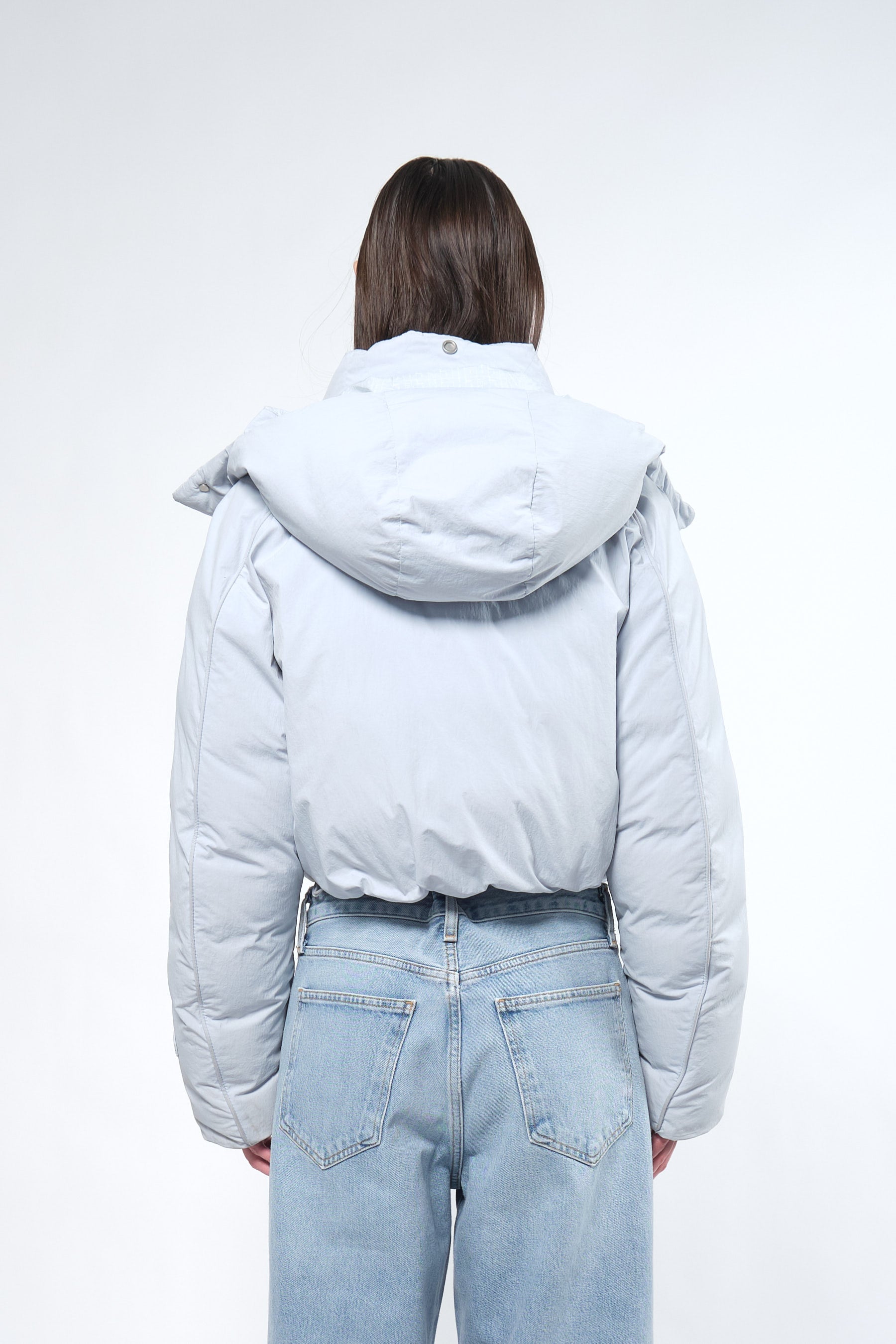  Re:Down® Crop Ice Blue Puffer Jacket with Hood - Adhere To  - 7