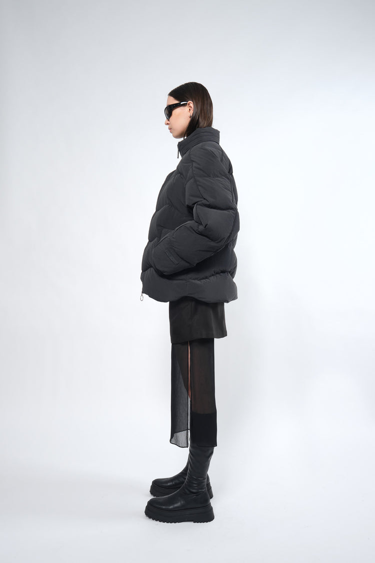  Re:Down® Black Puffer Jacket with Hood - Adhere To  - 6