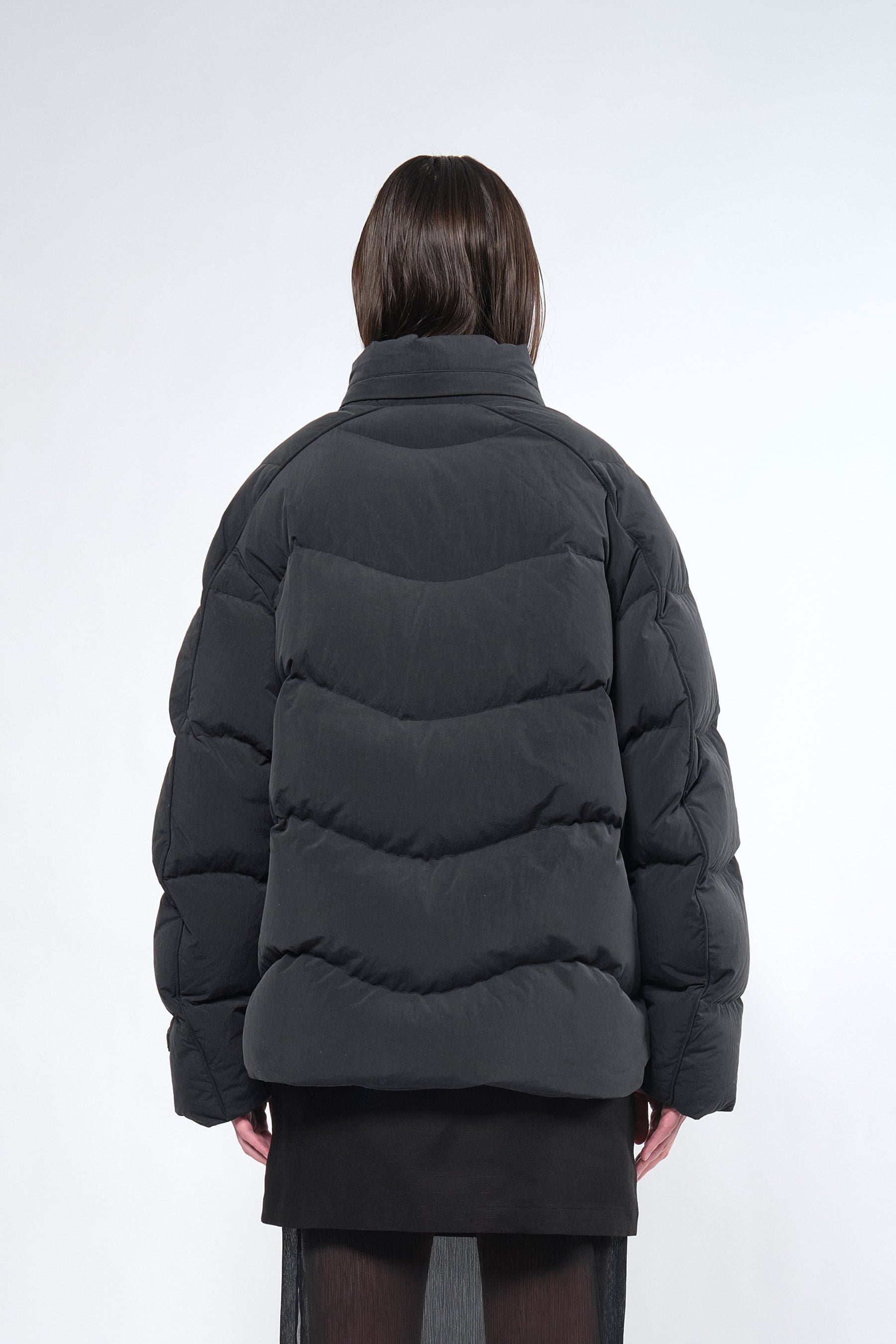  Re:Down® Black Puffer Jacket with Hood - Adhere To  - 8