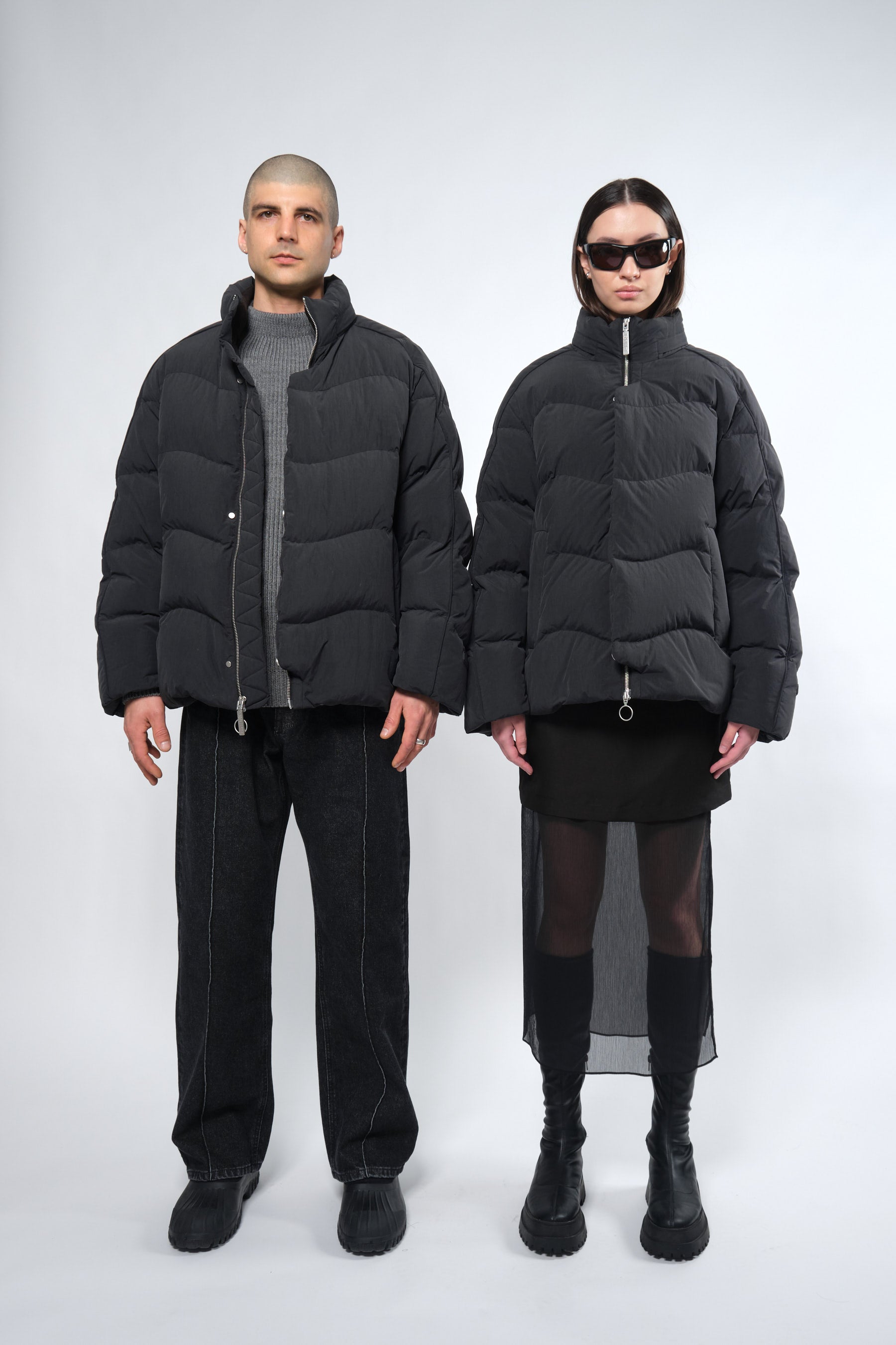  Re:Down® Black Puffer Jacket with Hood - Adhere To  - 2