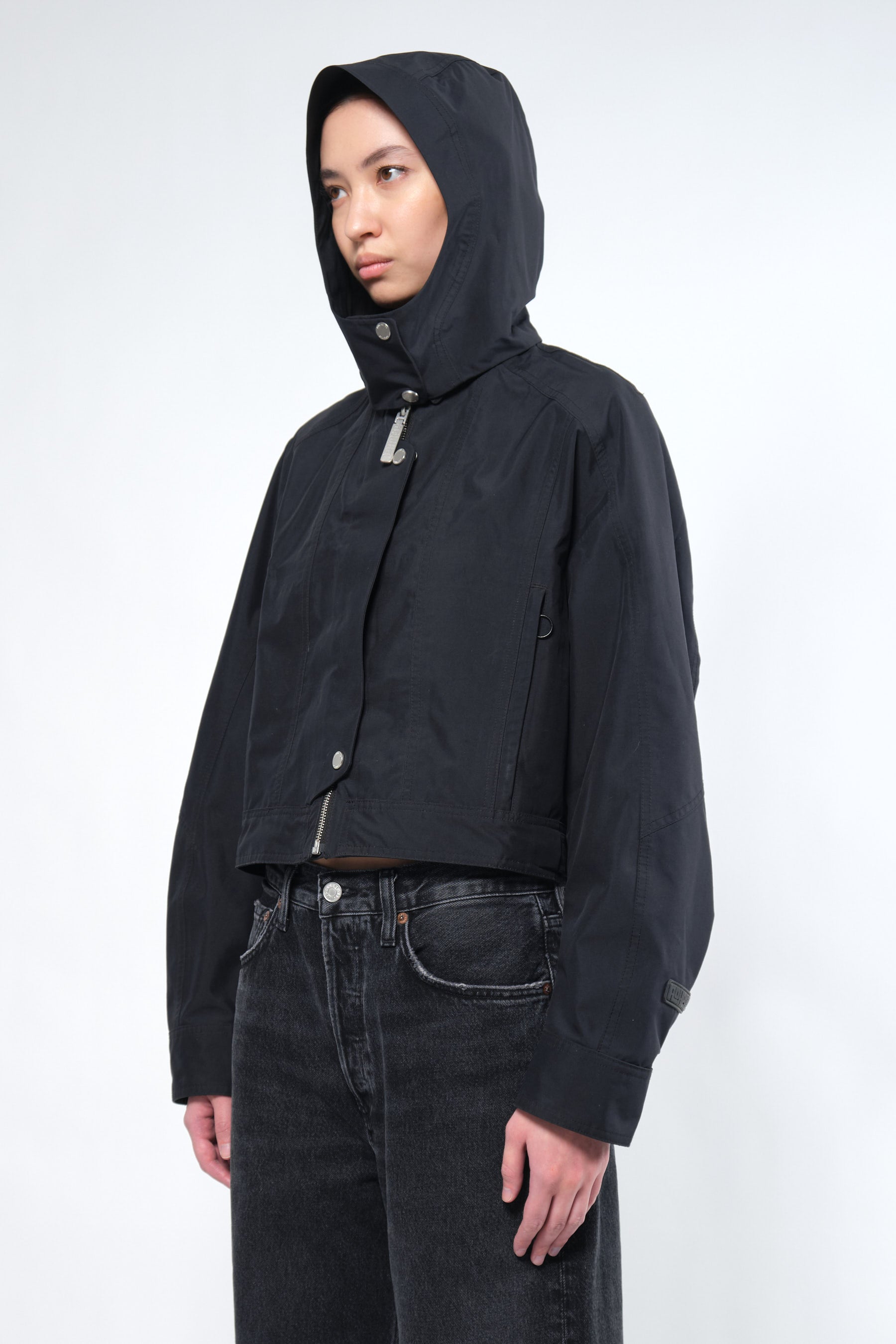  3L Black Waterproof Crop Rain Jacket with Hood - Adhere To  - 9