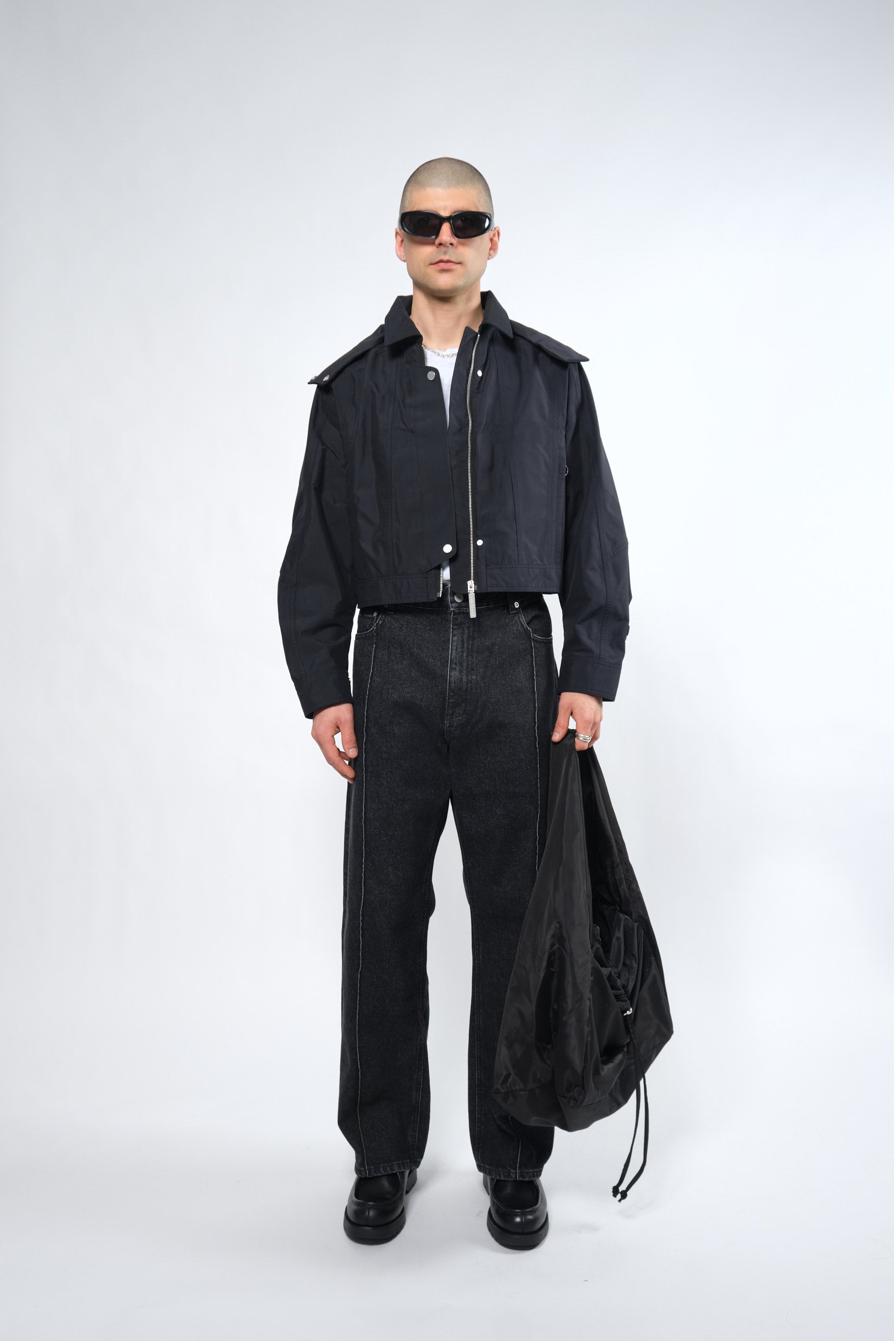  3L Black Waterproof Crop Rain Jacket with Hood - Adhere To  - 1