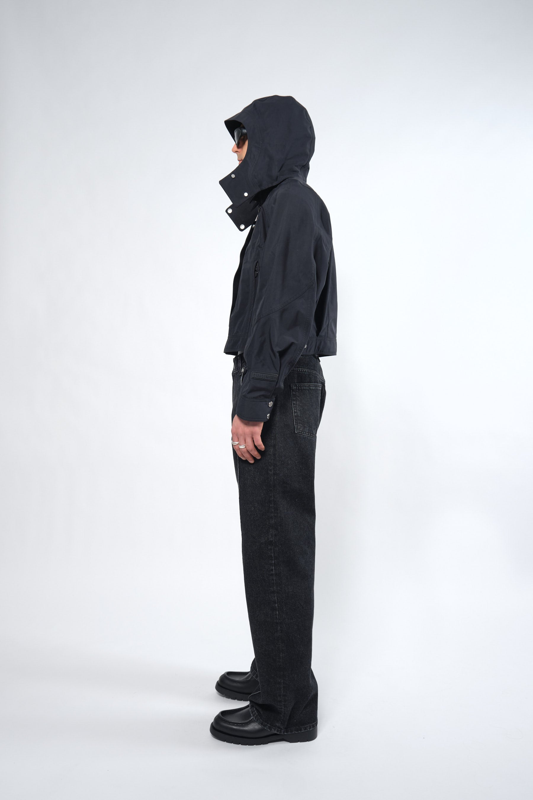  3L Black Waterproof Crop Rain Jacket with Hood - Adhere To  - 5