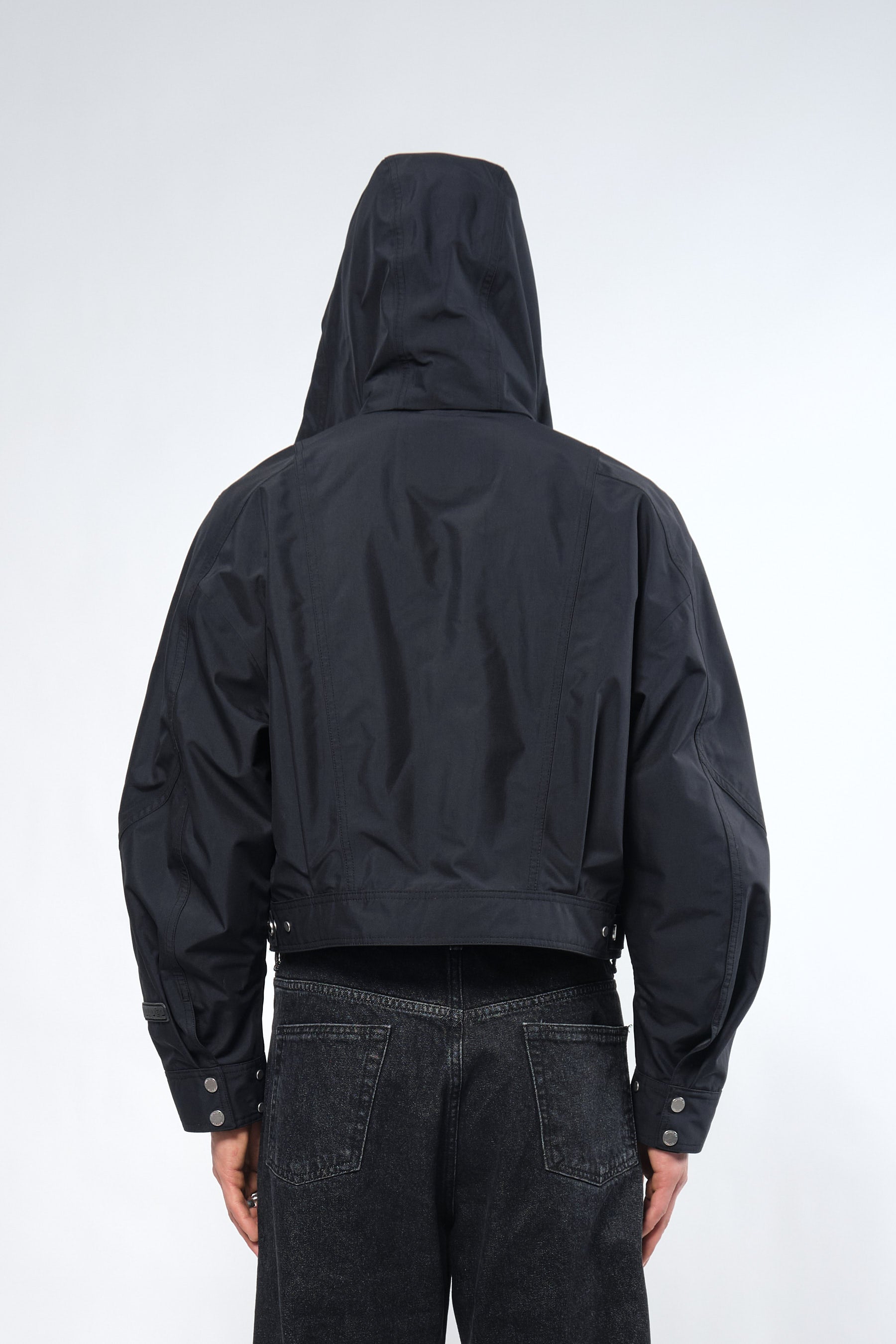  3L Black Waterproof Crop Rain Jacket with Hood - Adhere To  - 7