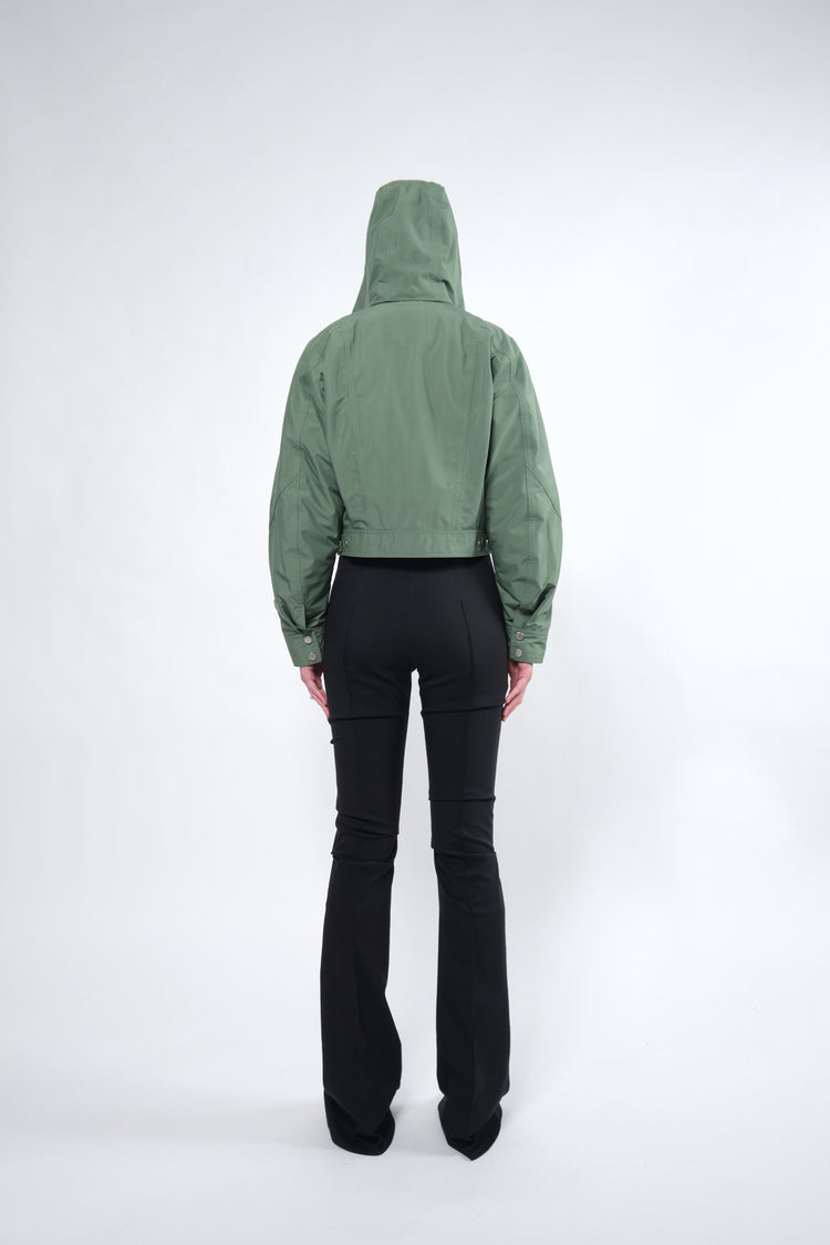  3L Green Waterproof Crop Rain Jacket with Hood - Adhere To  - 8