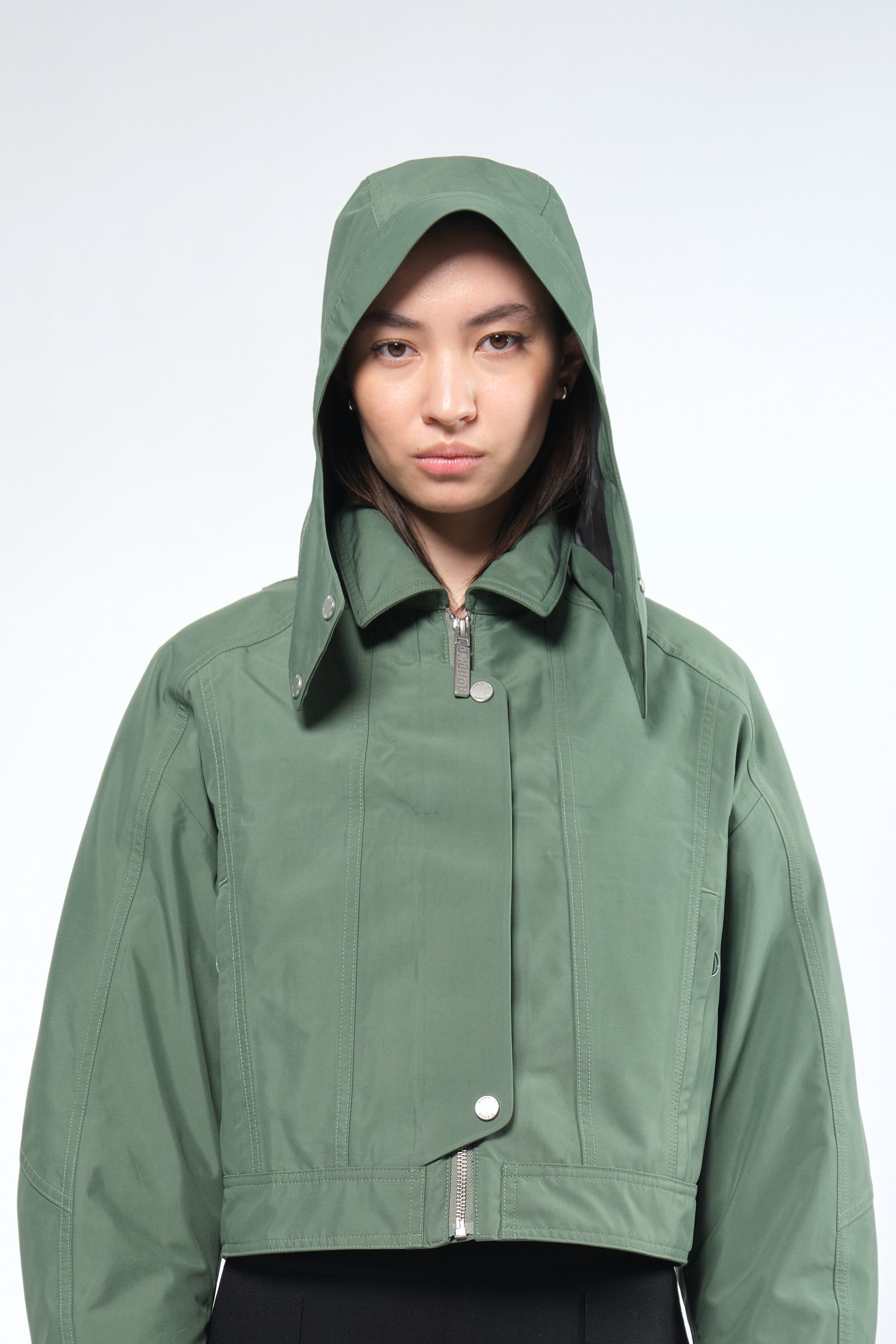 3L Green Waterproof Crop Rain Jacket with Hood - Adhere To  - 10