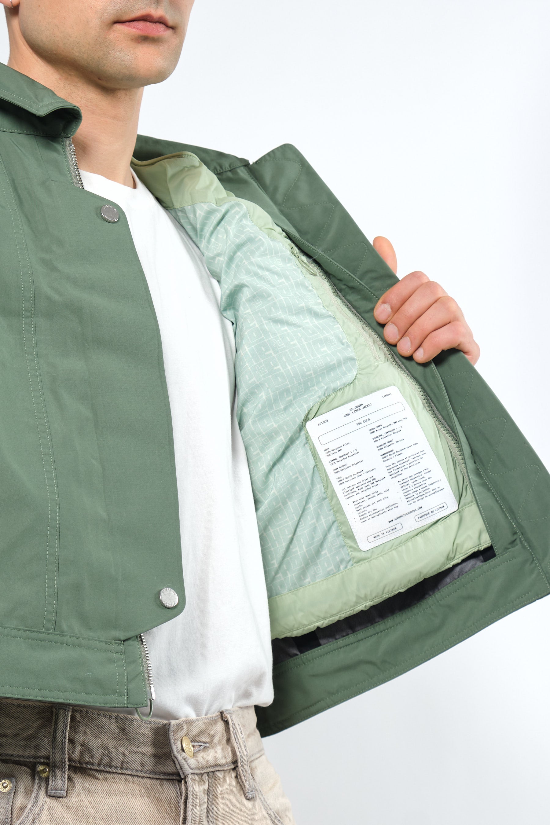  3L Green Waterproof Crop Rain Jacket with Hood - Adhere To  - 12