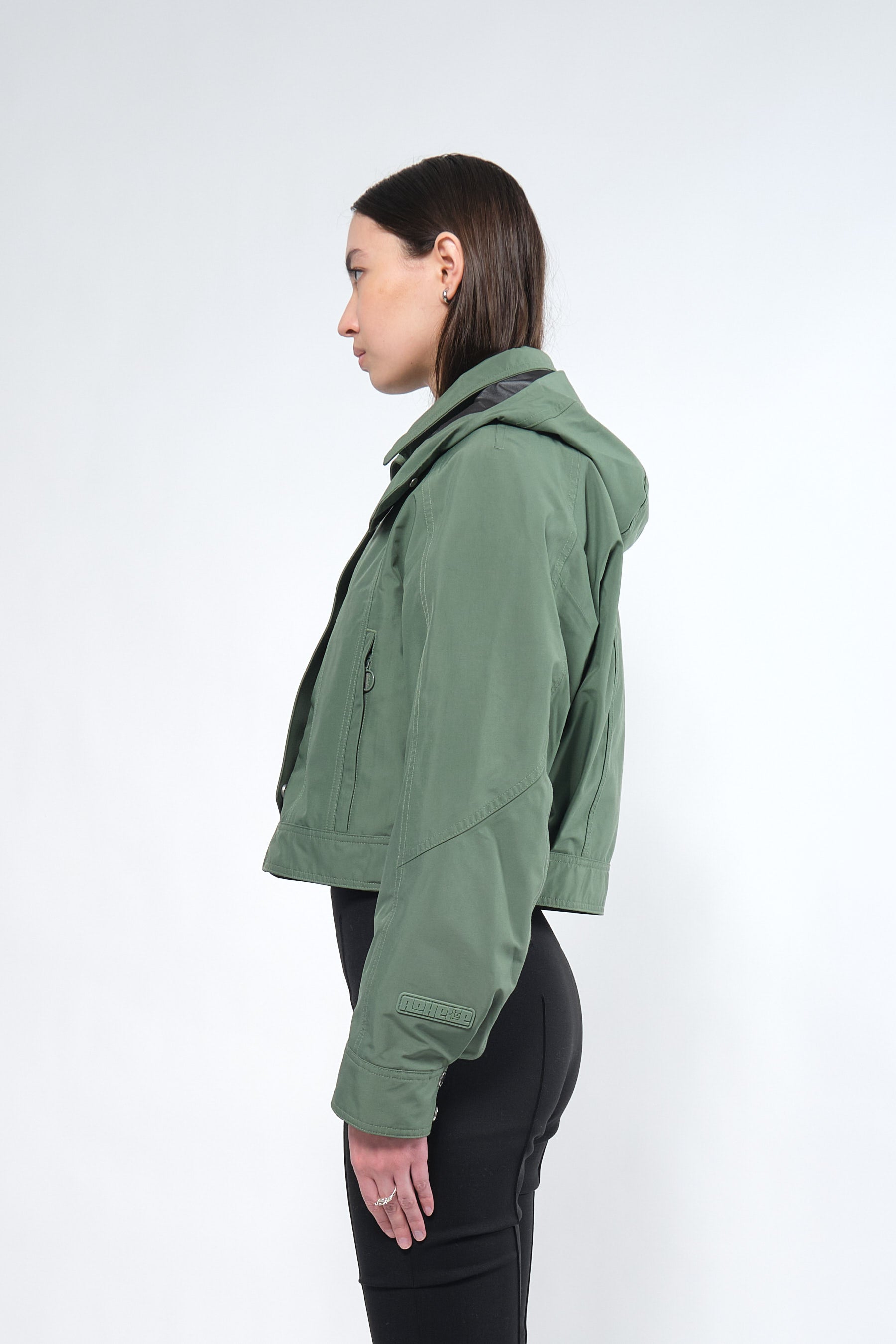  3L Green Waterproof Crop Rain Jacket with Hood - Adhere To  - 6