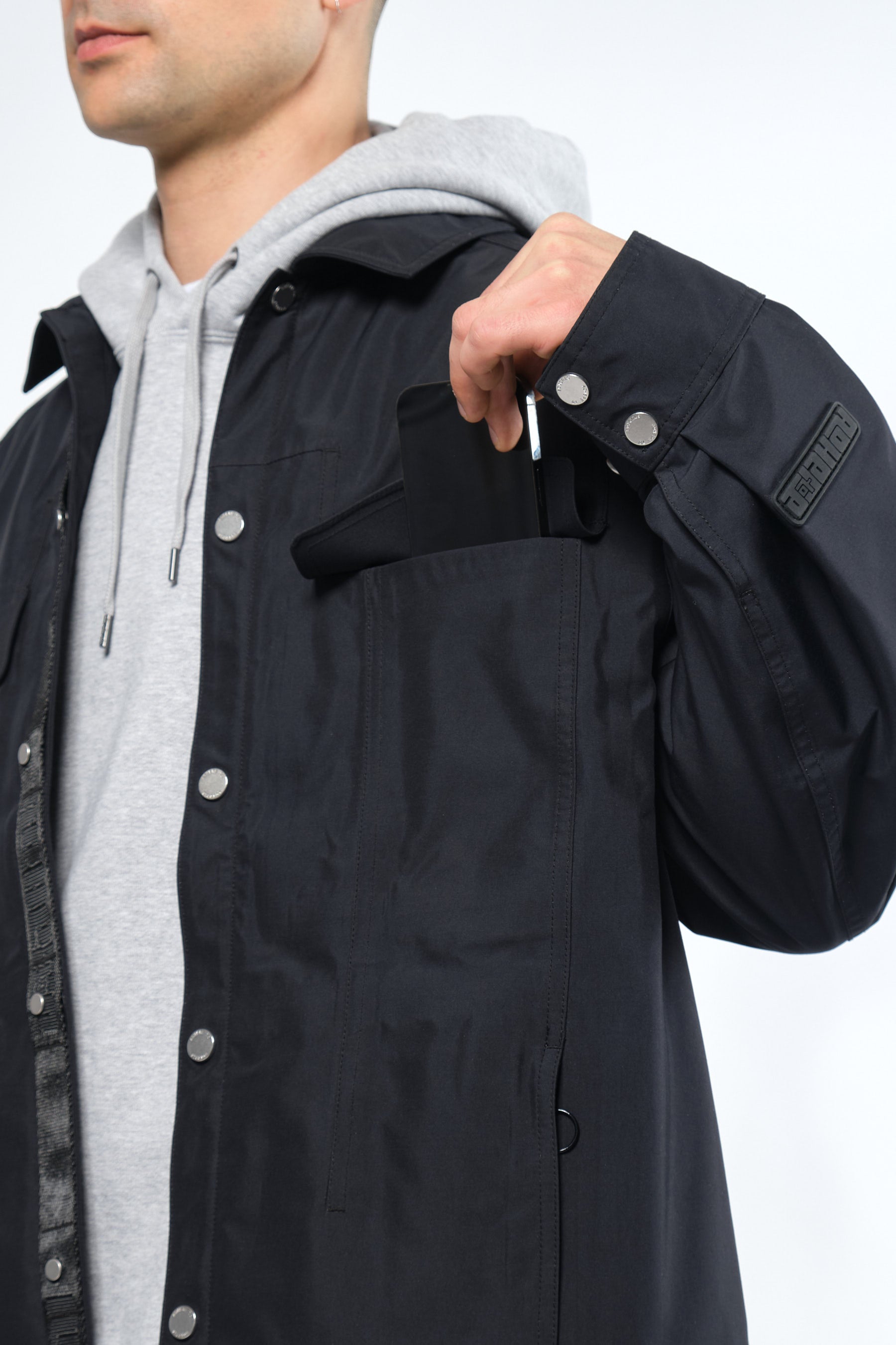  3L Black Waterproof Rain Jacket with Hood - Adhere To  - 9
