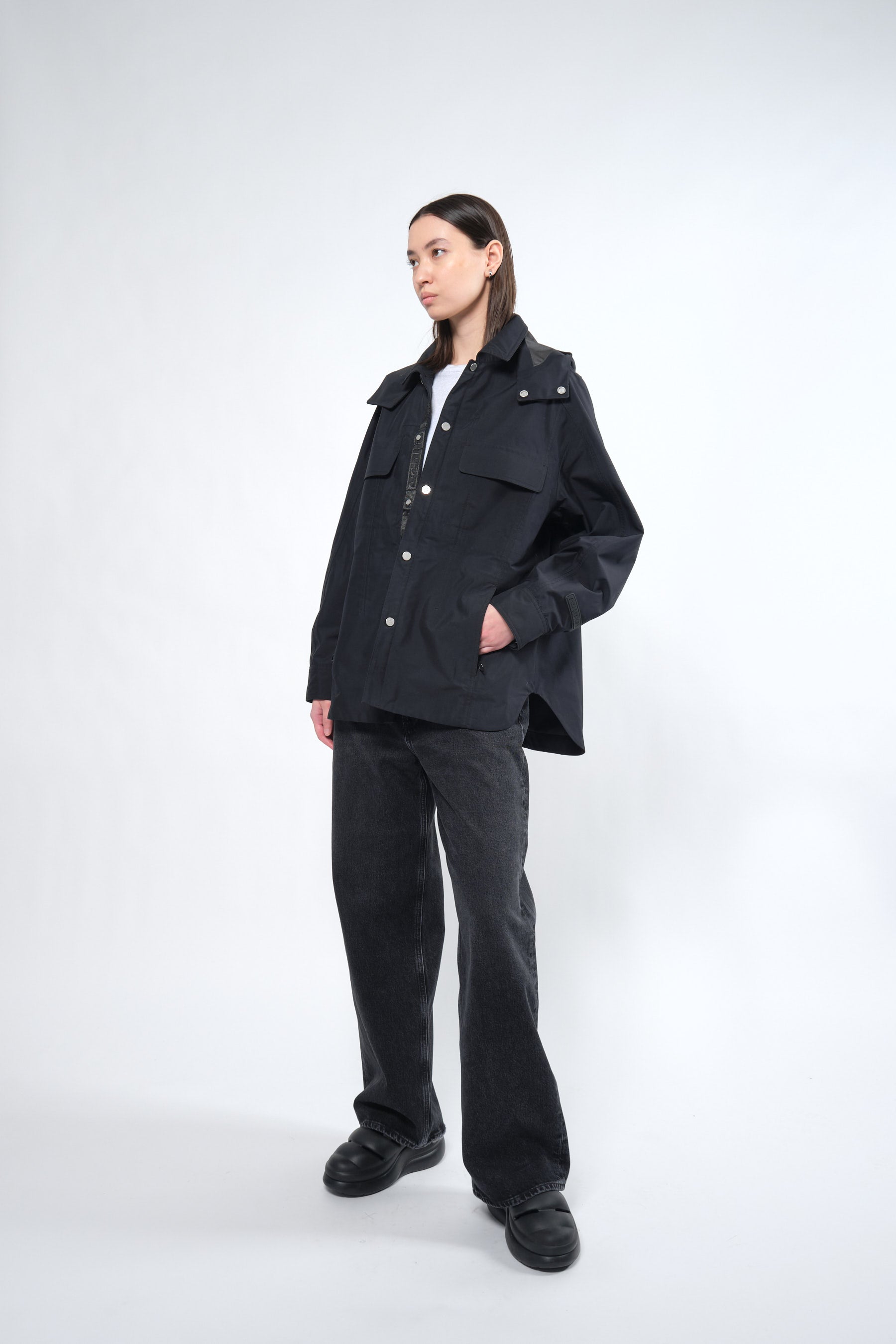  3L Black Waterproof Rain Jacket with Hood - Adhere To  - 1