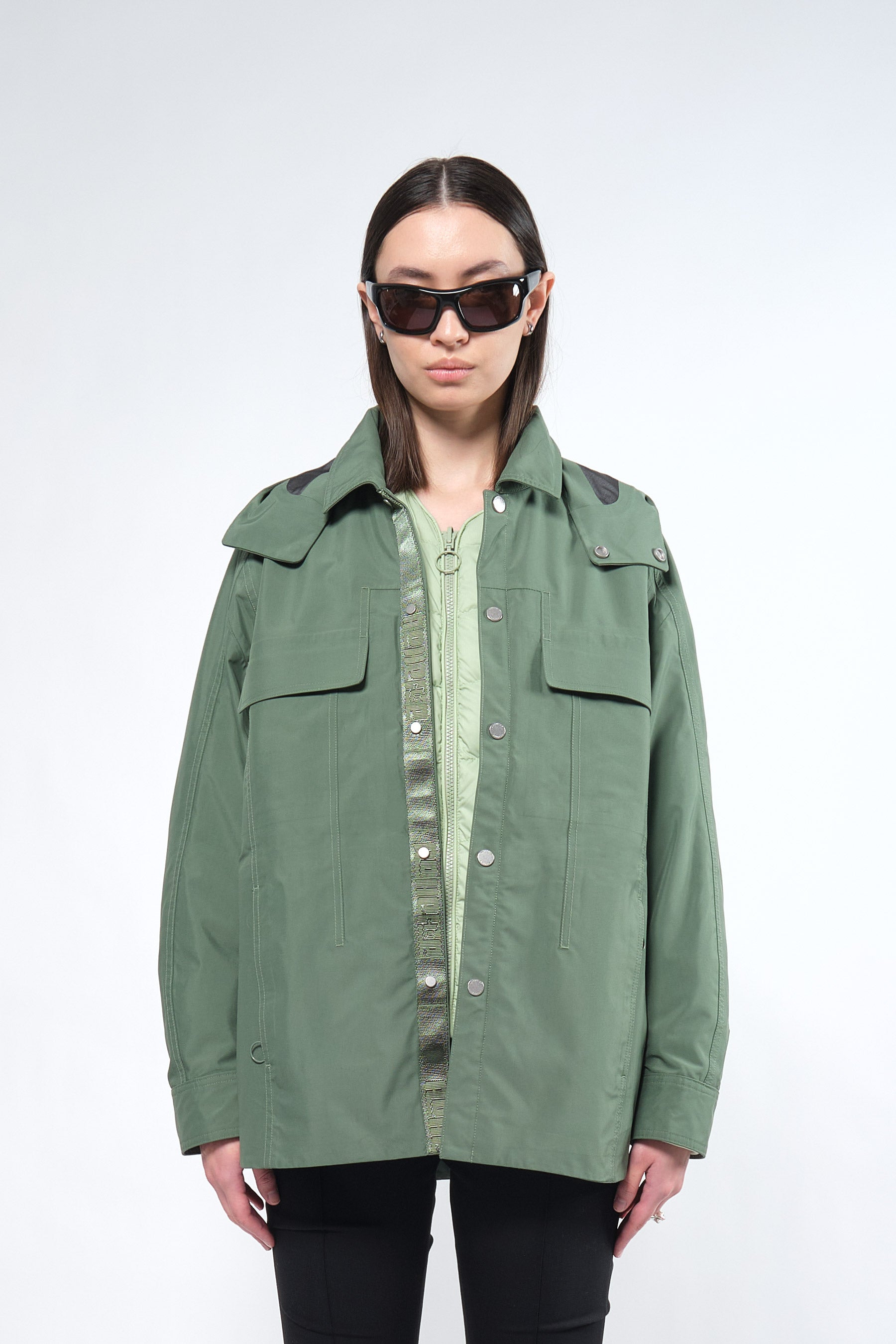  3L Green Waterproof Rain Jacket with Hood - Adhere To  - 4