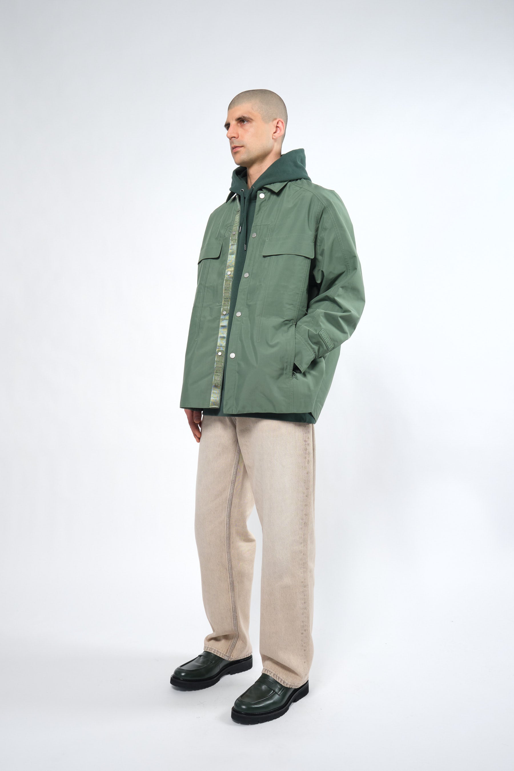  3L Green Waterproof Rain Jacket with Hood - Adhere To  - 1