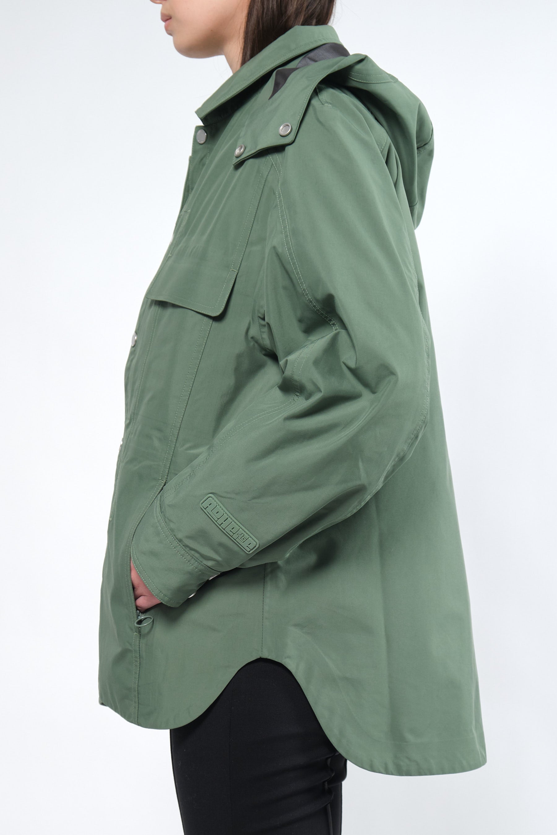 3L Green Waterproof Rain Jacket with Hood Adhere To